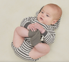 Quincy Mae - Waffle Hooded Bubble Romper in Charcoal Stripe