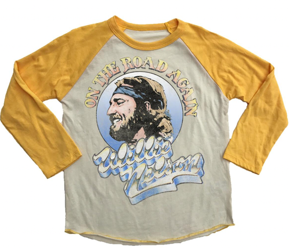 Rowdy Sprout - Willie Nelson LS Recycled Raglan in Marigold