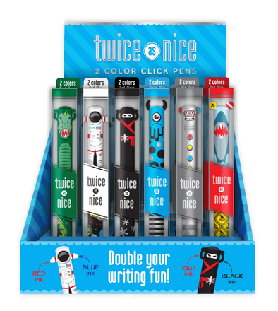 Snifty - Twice As Nice Metallic Two-Color Click Pen - (Monster and Shark only)