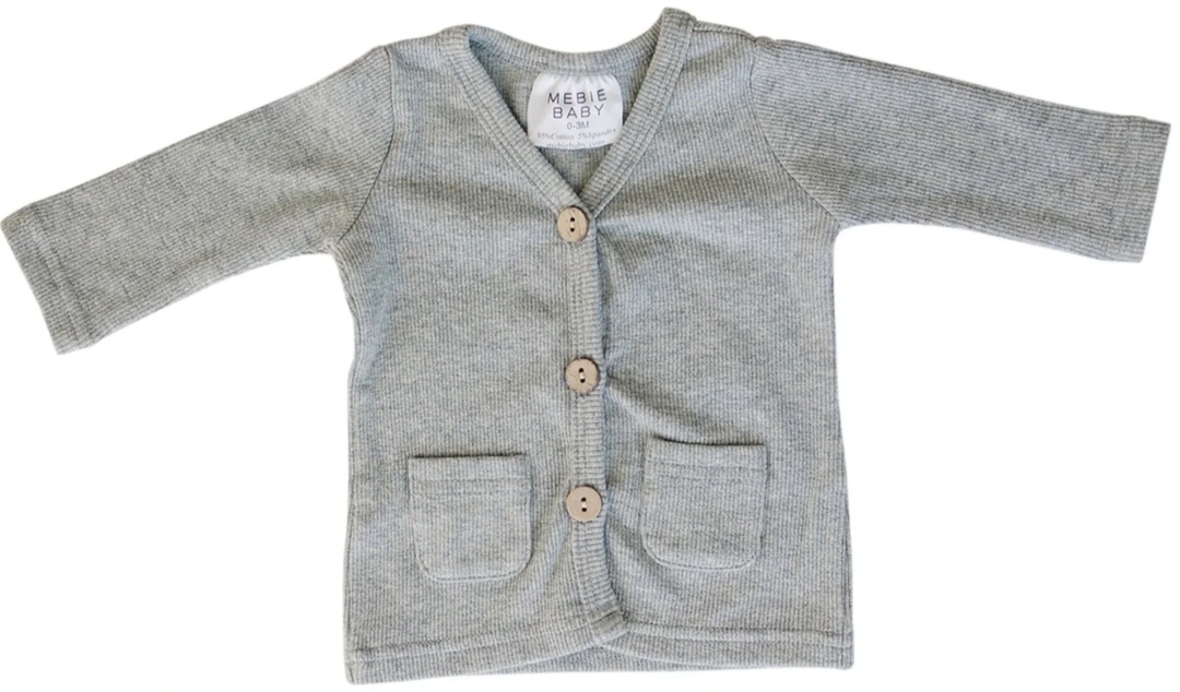 Mebie Baby - Baby Ribbed Cardigan in Grey