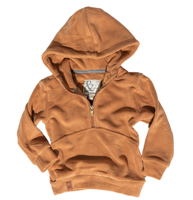 Ampersand Ave - Children's Cozy Half Zip Hoodie in Maple