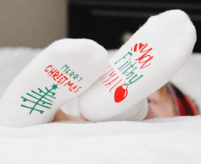Merry Christmas/Ya Filthy Animal - Baby Christmas Socks