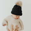 Huggalugs - Cable Knit Pom Beanie in Black