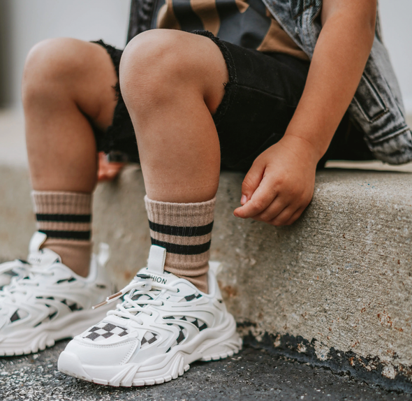Kickin It Up Socks - Coco w/ Black Stripes