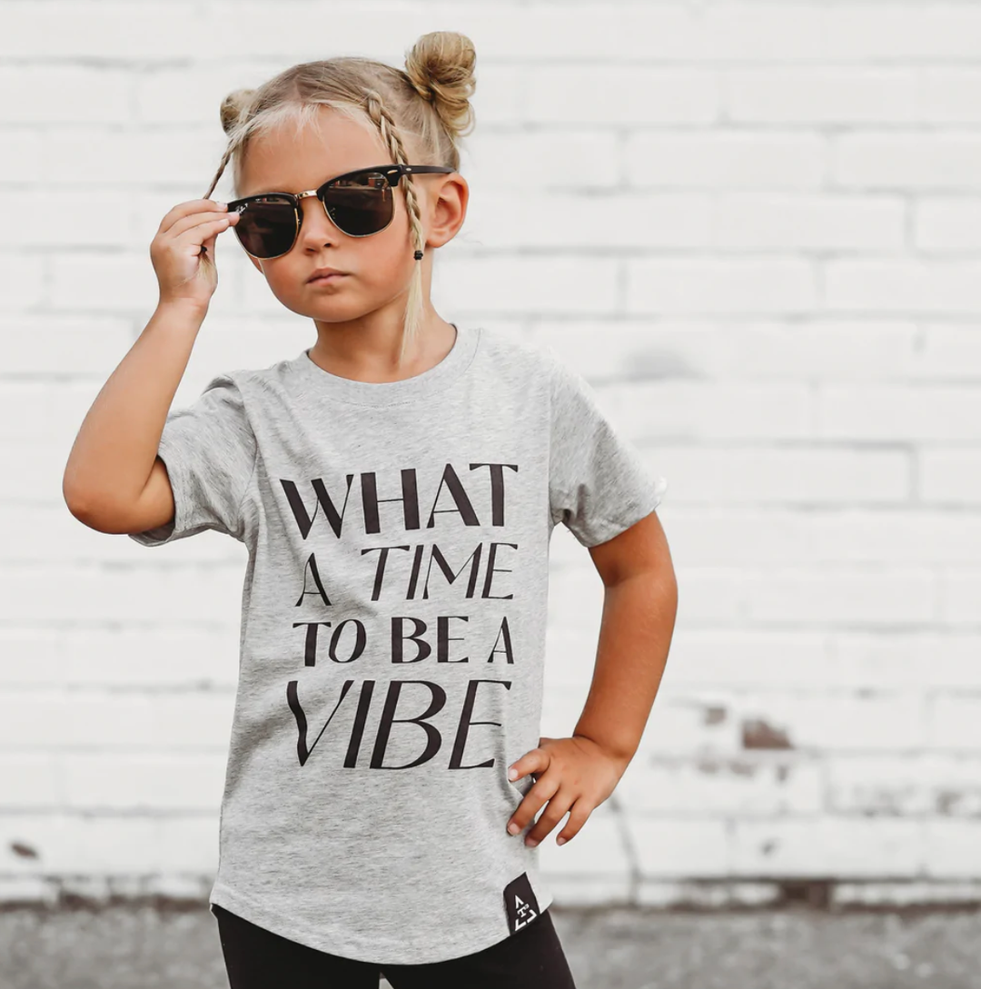 Trilogy Design Co - What a Time to be a Vibe Tee in Light Heather Grey (3T)