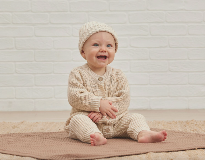 Quincy Mae - Chunky Knit Jumpsuit in Natural