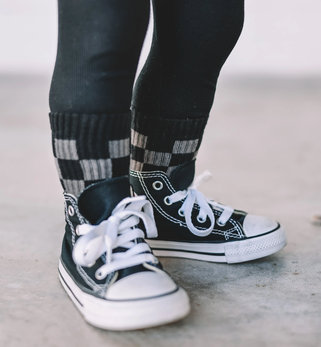 Kickin It Up Socks - Black/Grey Checkers