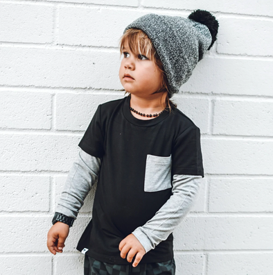 George Hats - Bamboo Layered Tee in Black and Grey