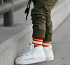 Kickin It Up Socks - Landry Dark Red with Tan/Cream Stripes