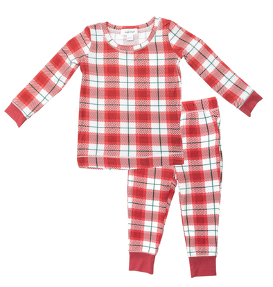 Angel Dear - Holiday Plaid Two-Piece Pajamas in Red/White