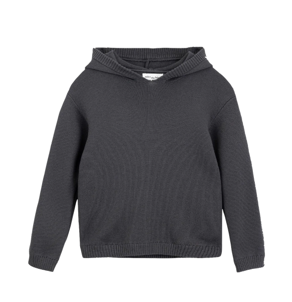 Miles - Long Sleeve Hooded Knit Sweater in Dark Grey