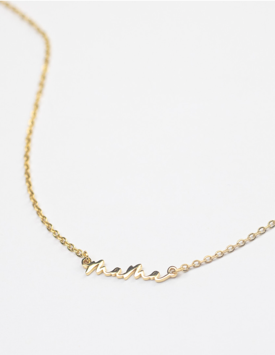 LeLaLo - Women's Mama Script Necklace in Gold