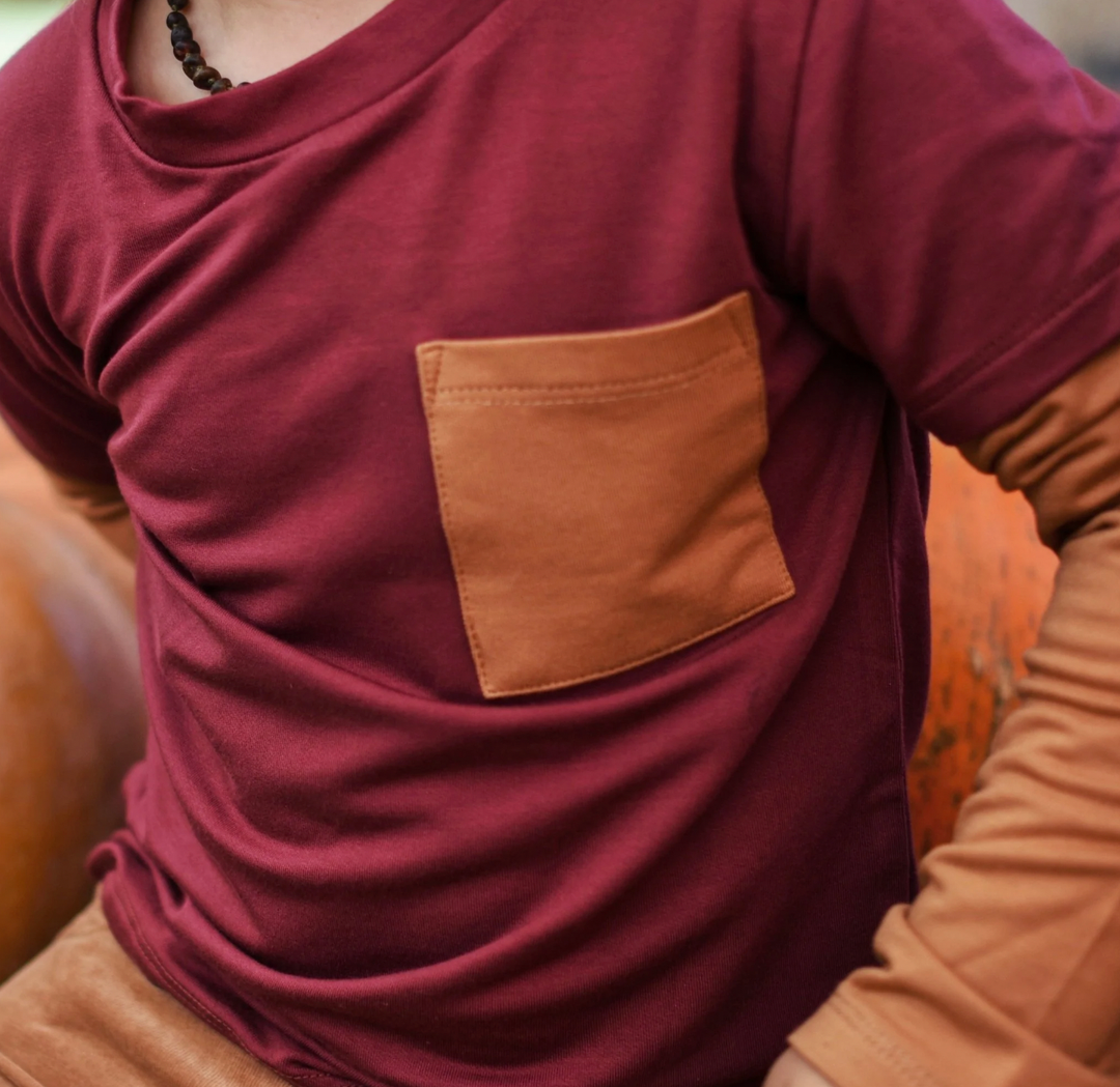 George Hats - Bamboo Layered Tee in Cranberry