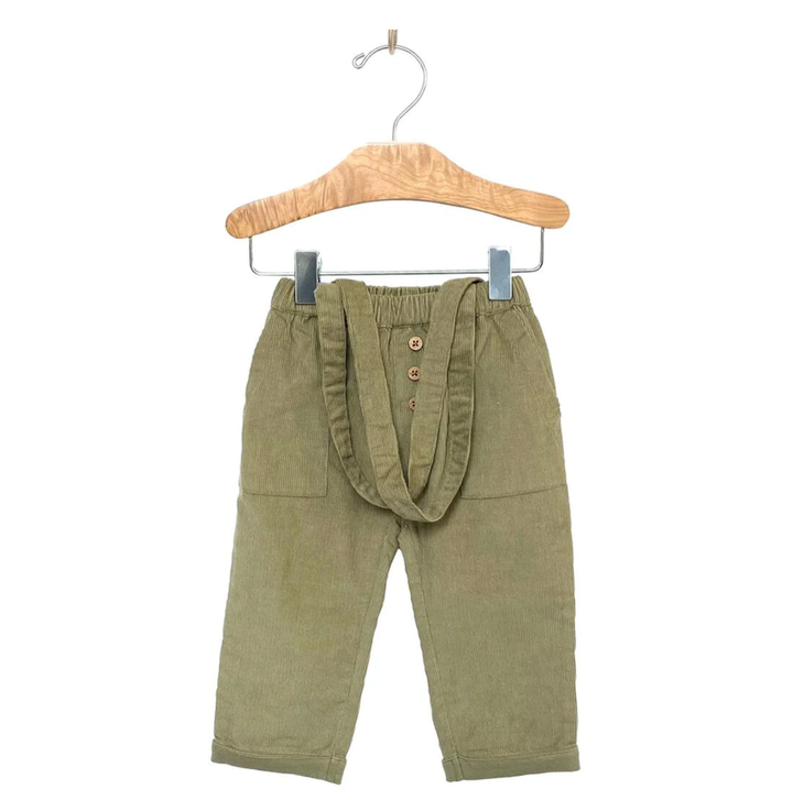 City Mouse - Suspender Pants in Fine Wale Corduroy in Olive