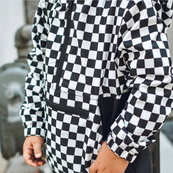 George Hats - Checkered Windbreaker Jacket in Black/White