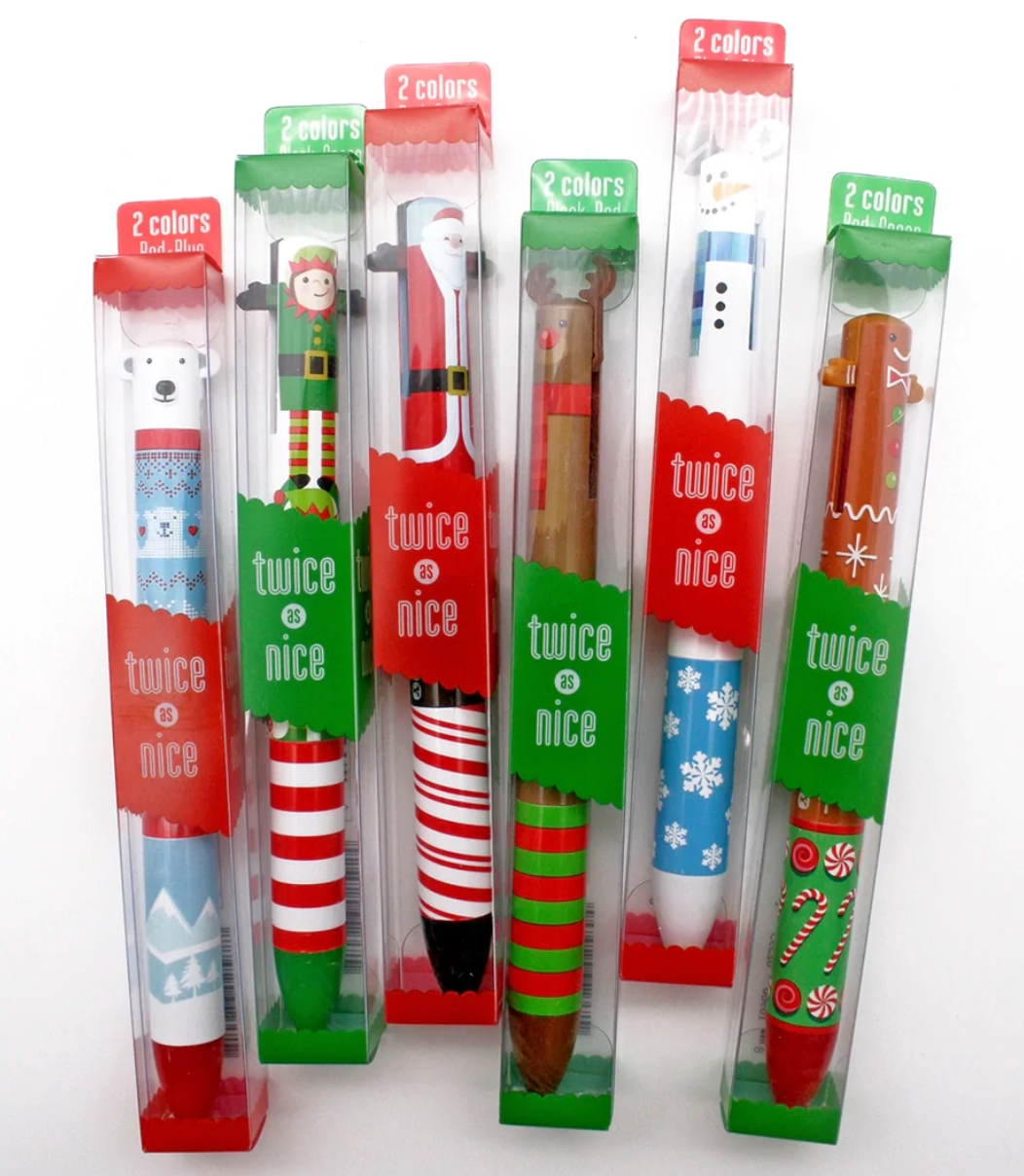 Snifty - Twice As Nice Holiday Two-Color Click Pen - 6 Styles