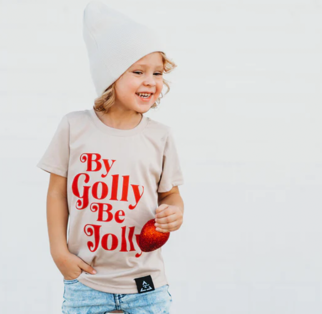 Trilogy Design Co - By Golly Be Jolly Tee in Tan