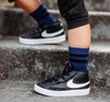 Kickin It Up Socks - Lane Dark Blue w/ Black Stripes