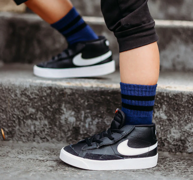 Kickin It Up Socks - Lane Dark Blue w/ Black Stripes