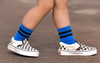 Kickin It Up Socks - Paxton Blue w/ Black Stripes