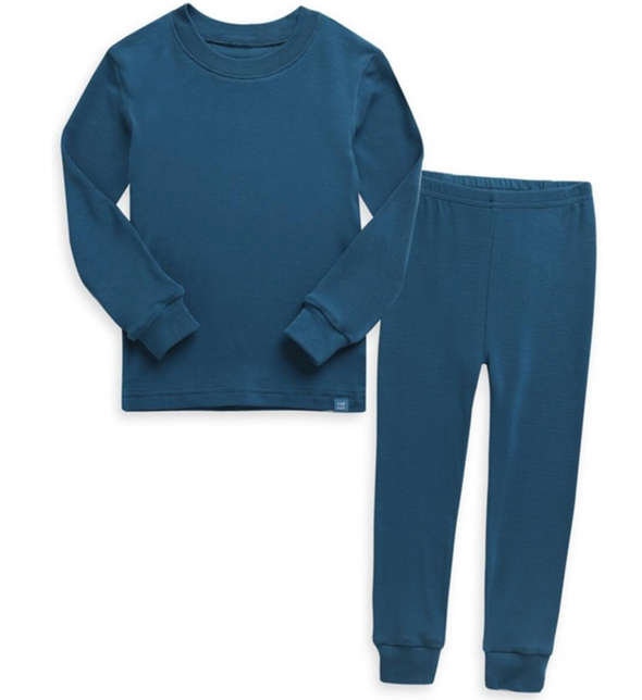 Basic Kids Modal Pajamas in Peacock Blue