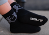 Kickin It Up Socks - Black with Skeleton Heart Hands