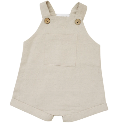 Mebie Baby - Linen Overalls in Oatmeal (6-12mo)