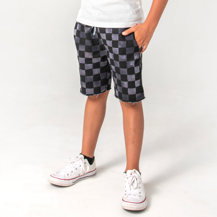boys black checkers shorts