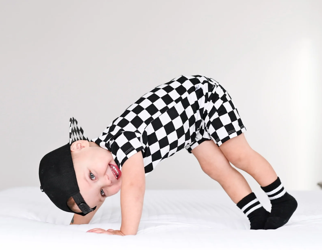 Dream Big Little Co - Black and White Checkers Dream Shorts PJ Set