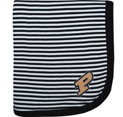 Purdue University Striped Baby Blanket in Black