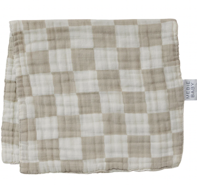 Mebie Baby - Checkered Burp Cloth in Taupe
