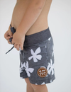 Of One Sea - Plumeria Townshorts in Charcoal
