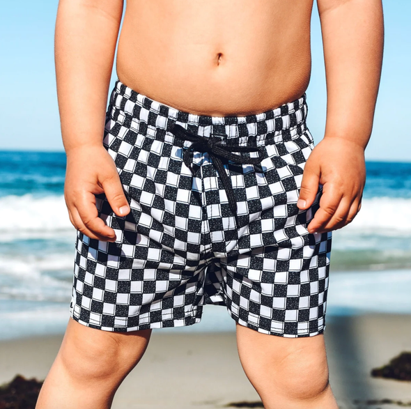 George Hats - Hybrid Swim Shorts in 3D Checks (6-12mo and 4/5)