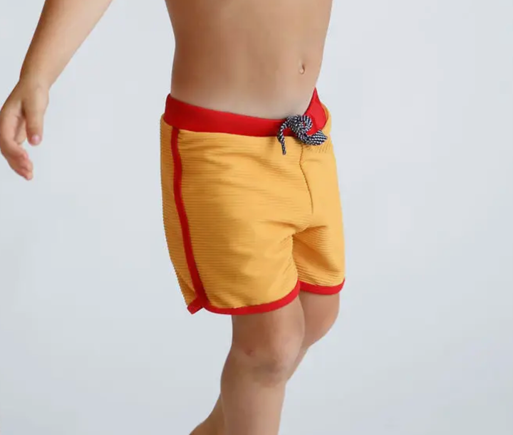 Of One Sea - Baby Ribbed Swim Shorts in Yellow