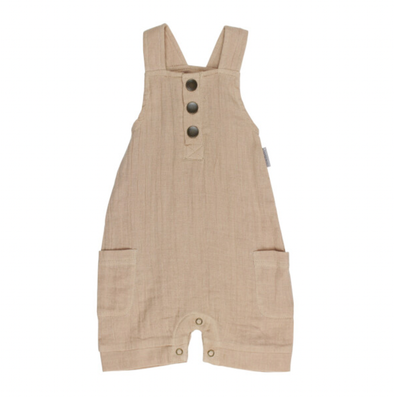 L'oved Baby - Cuffed Muslin Overall in Wheat