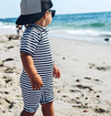 George Hats - Striped Sunsuit in Black/White Stripes