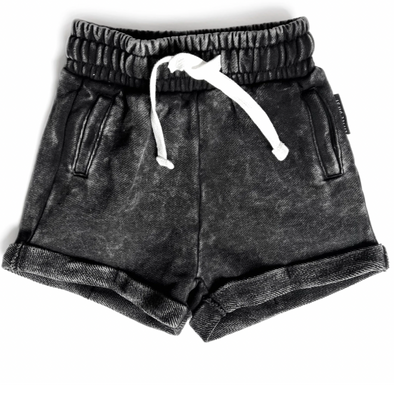 Little Bipsy - Acid Wash Shorts in Black