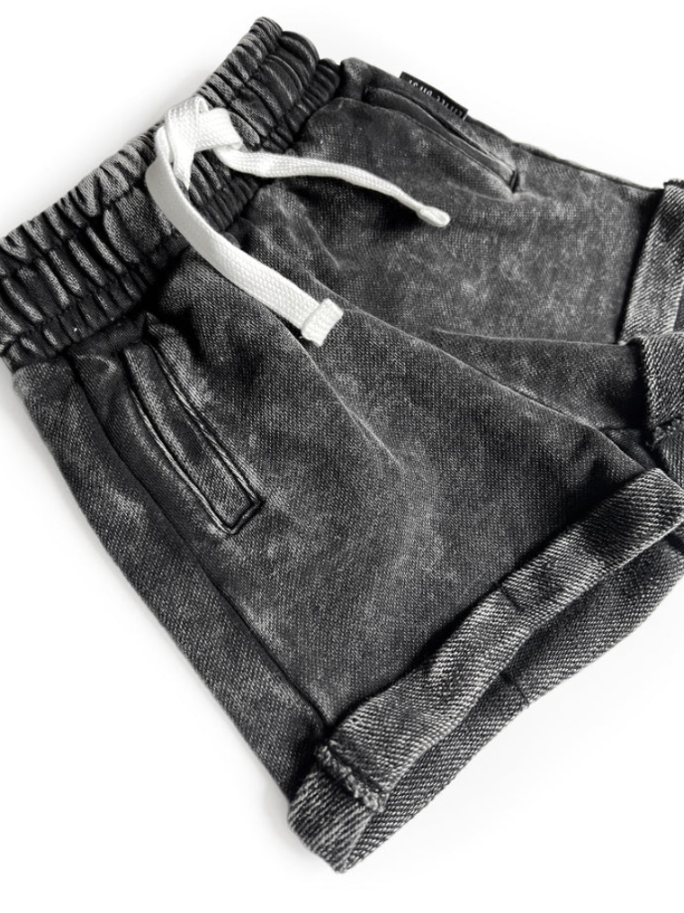 Little Bipsy - Acid Wash Shorts in Black (3-6mo)