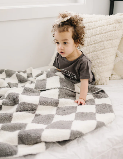 checkered plush baby blanket
