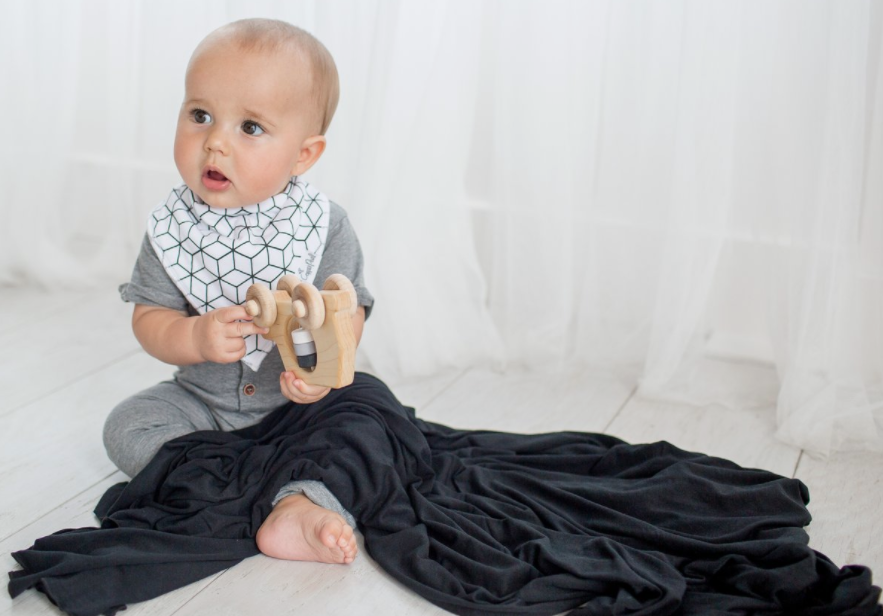 Copper Pearl - Stretch-Knit Swaddle Blanket - Midnight Black