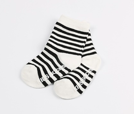 Children's Striped Socks in Black and White Stripes