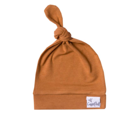 Copper Pearl - Newborn Top Knot Hat in Camel