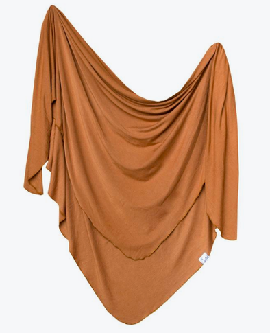 Copper Pearl - Stretch-Knit Swaddle Blanket in Camel