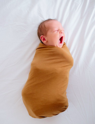Copper Pearl - Stretch-Knit Swaddle Blanket in Camel