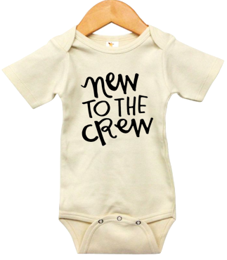 Roman & Leo - New to the Crew Short-Sleeve Baby Onesie in Natural