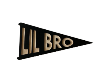 K+B And Co - Lil Bro Wood Pennant Sign in Ebony