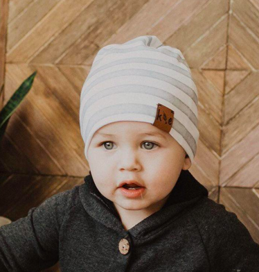 Kai + Ezra - Baby Beanie in Grey Stripe