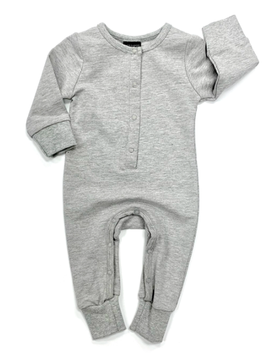 Little Bipsy - Long Sleeve Classic Snap Romper in Grey (Size 6-9mo)