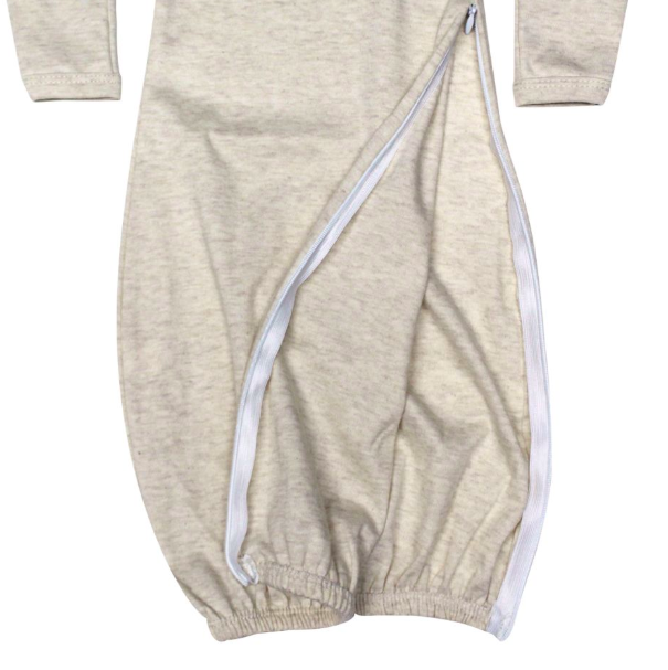 Infant Gown with Side Zip in Oatmeal