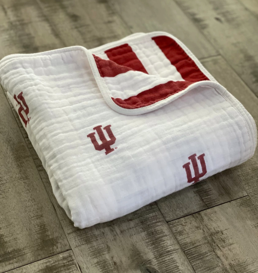 IU 100% Organic Cotton Muslin 4-Layer Baby Blanket - Indiana University